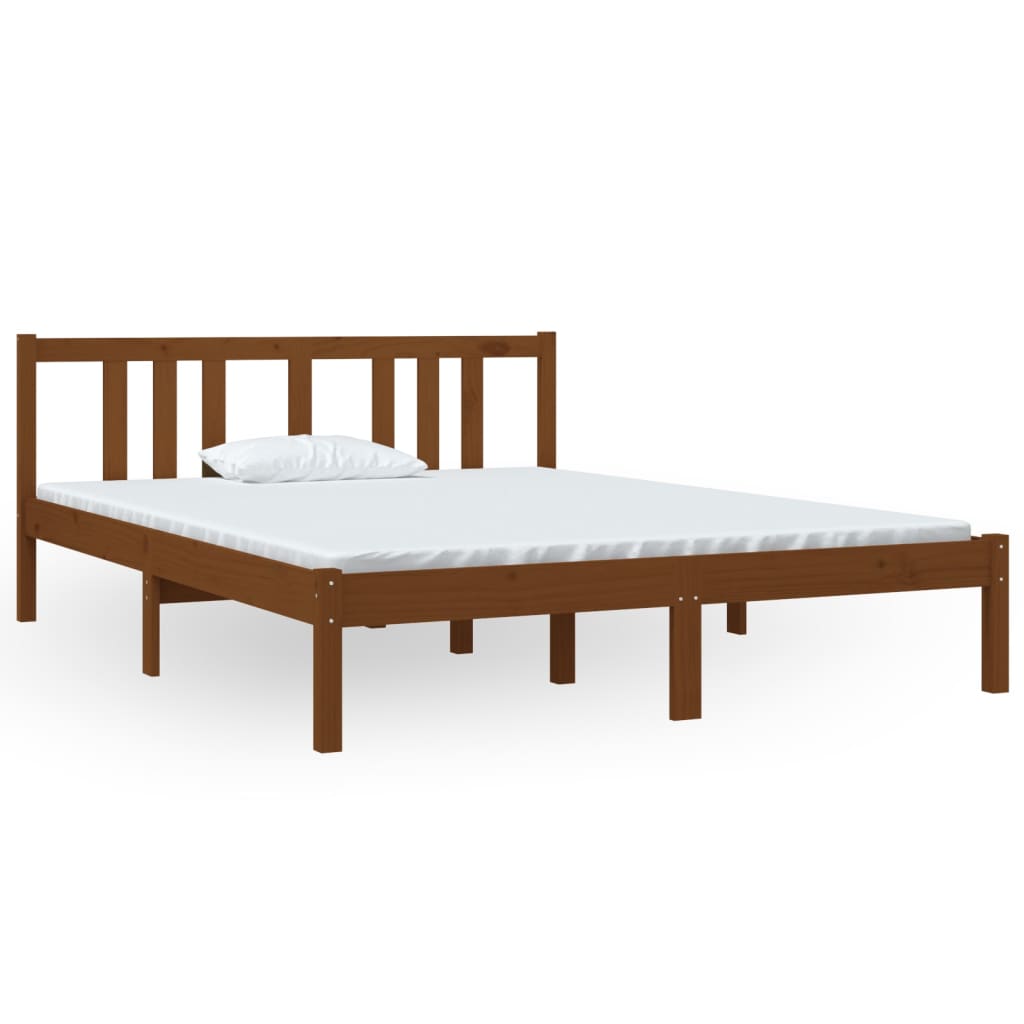 Solid wood bed honey brown 140x190 cm
