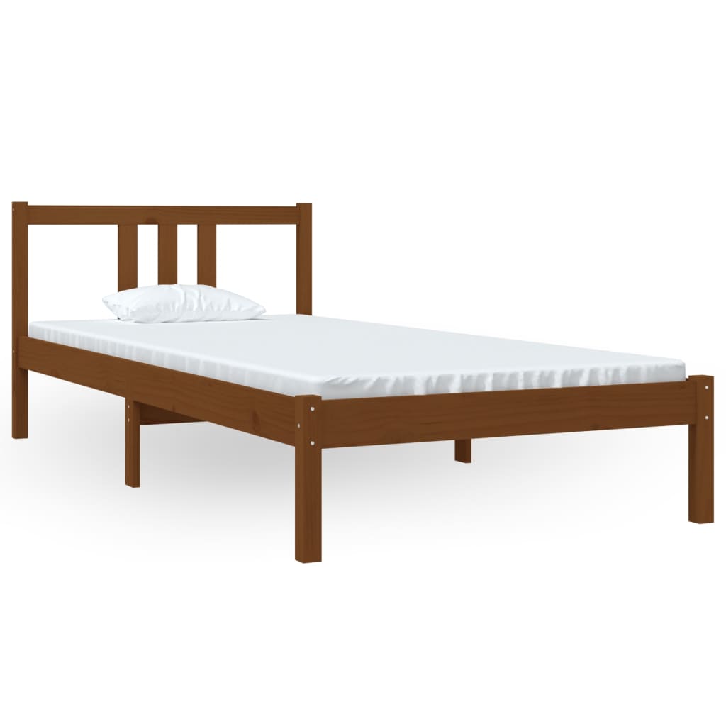 Solid wood bed honey brown 90x200 cm
