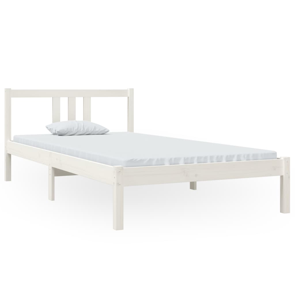 Solid wood bed white 100x200 cm