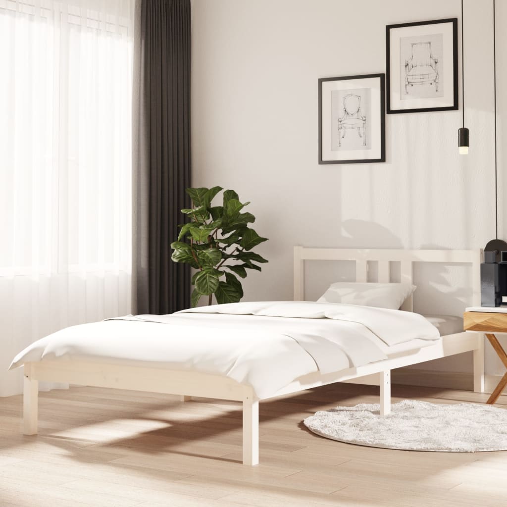 Solid wood bed white 100x200 cm