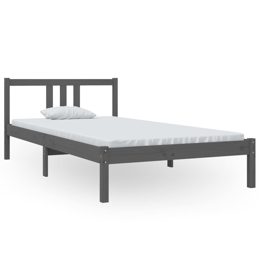 Solid wood bed gray 100x200 cm
