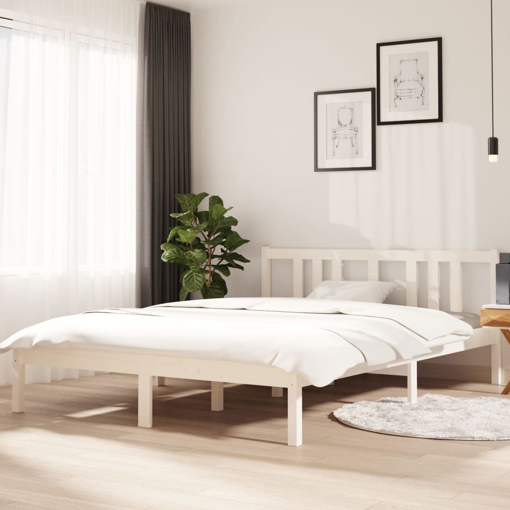 Solid wood bed white 140x200 cm