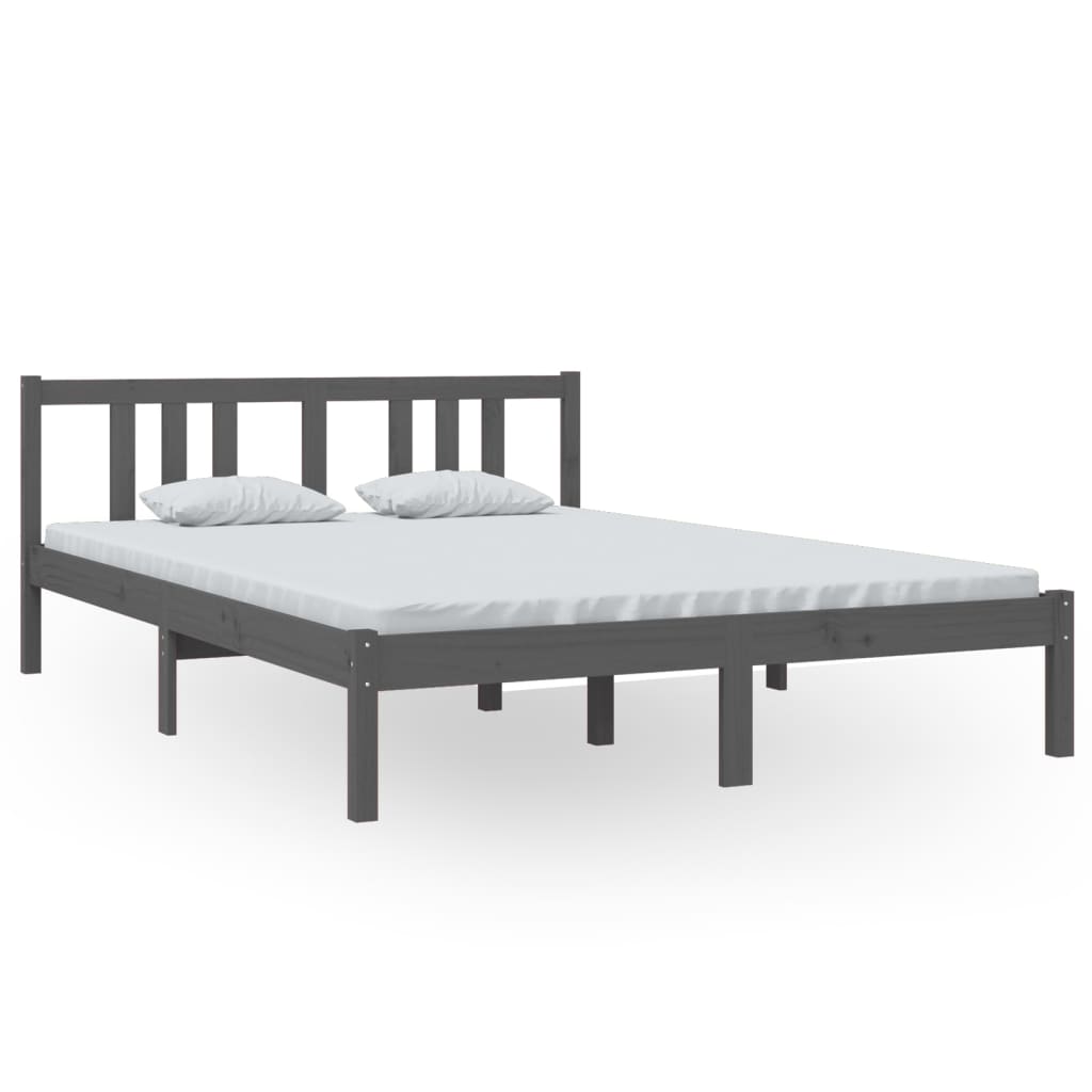 Solid wood bed gray 140x200 cm