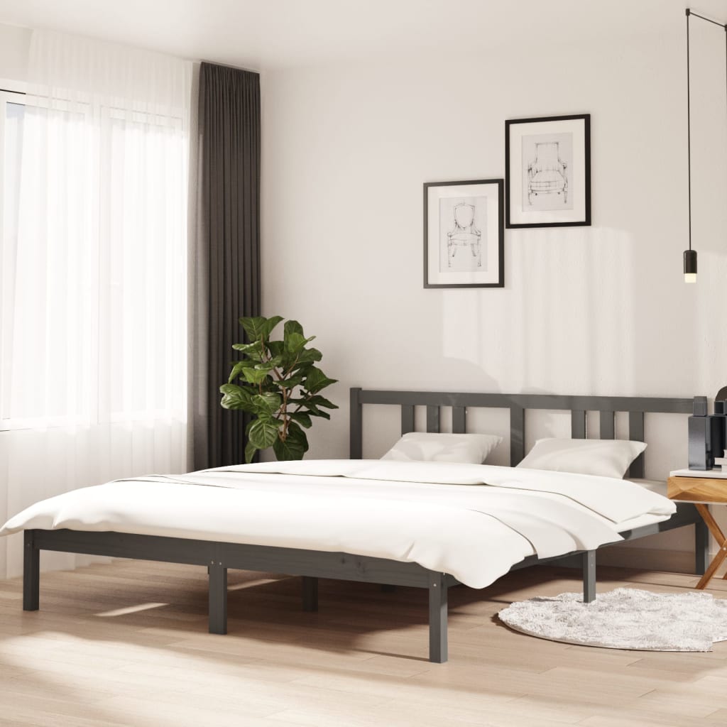 Solid wood bed gray 160x200 cm