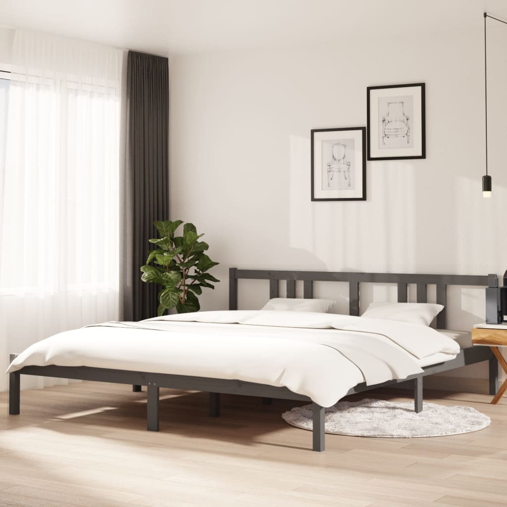 Solid Wood Bed Gray 180x200cm 6FT Super King
