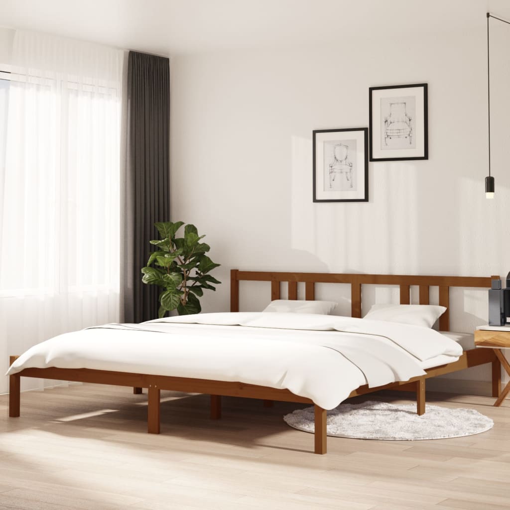 Solid wood bed honey brown 180x200 cm 6FT Super King