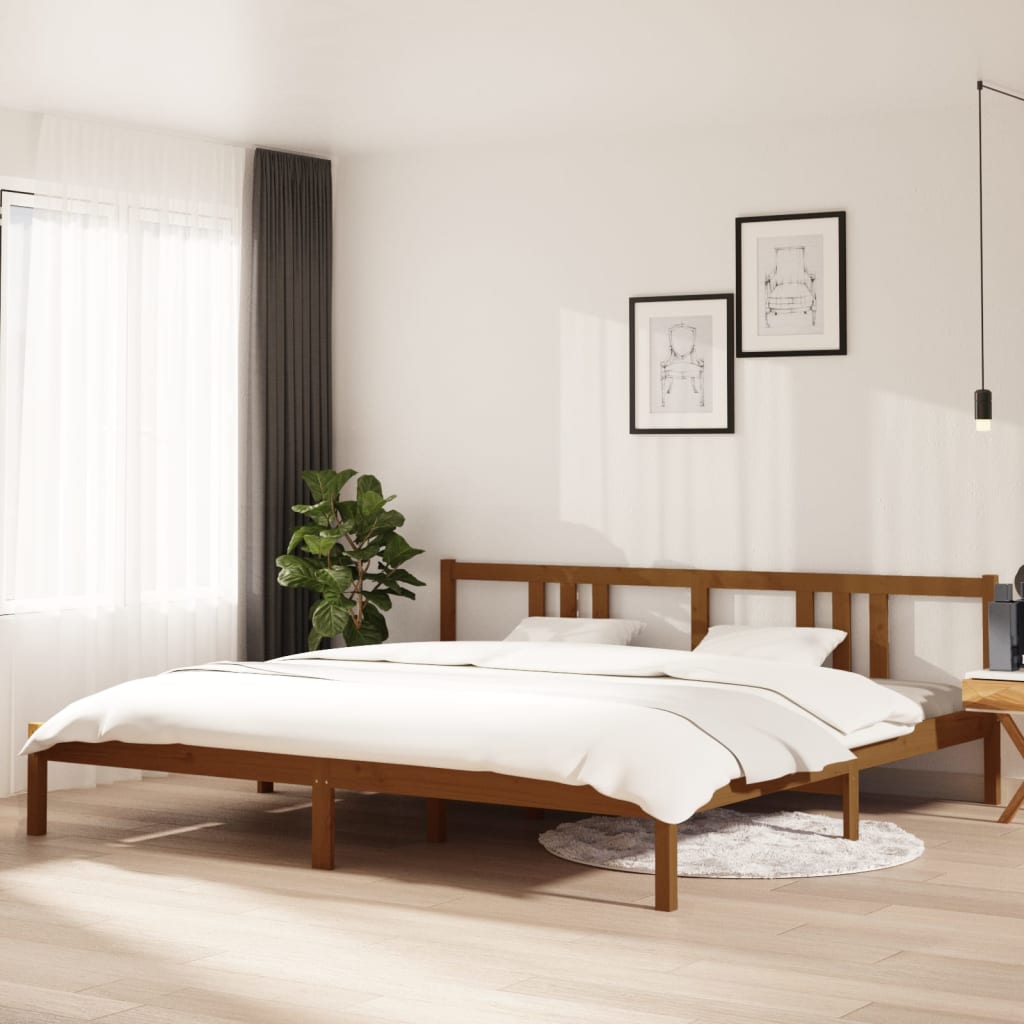 Solid wood bed honey brown 200x200 cm