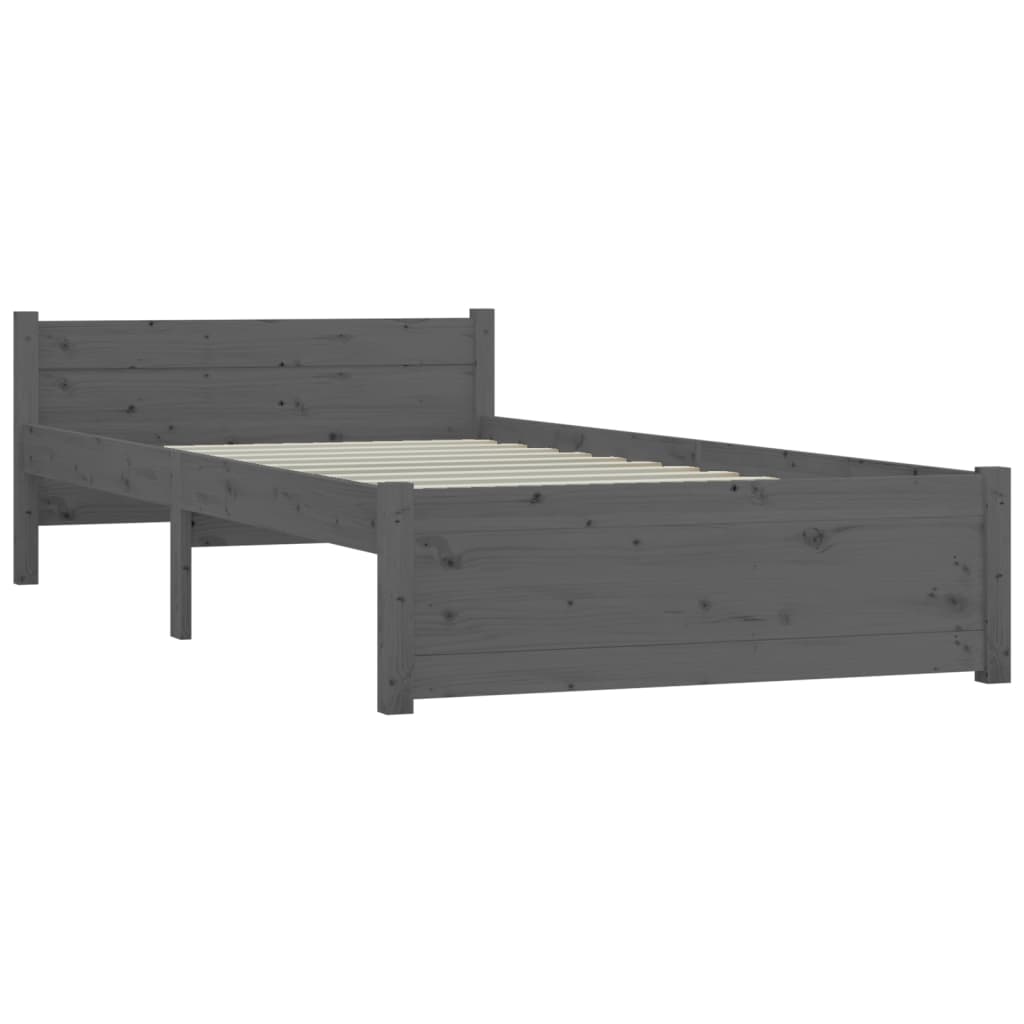 Solid wood bed gray 75x190 cm 2FT6 Small Single