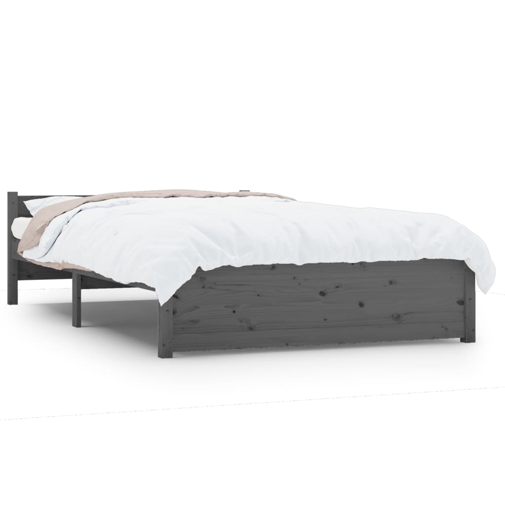 Solid wood bed gray 135x190 cm 4FT6 Double