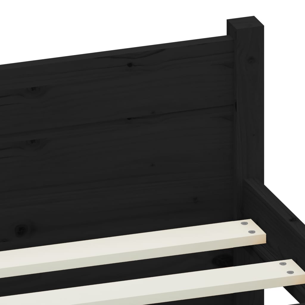 Solid wood bed black 90x200 cm