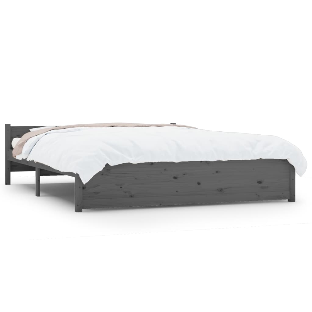 Solid Wood Bed Gray 150x200 cm 5FT King Size