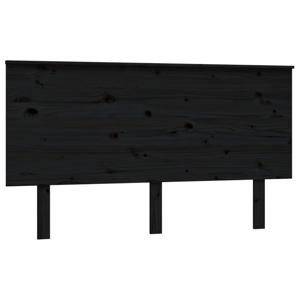 Headboard Black 144x6x82.5 Solid Pine Wood