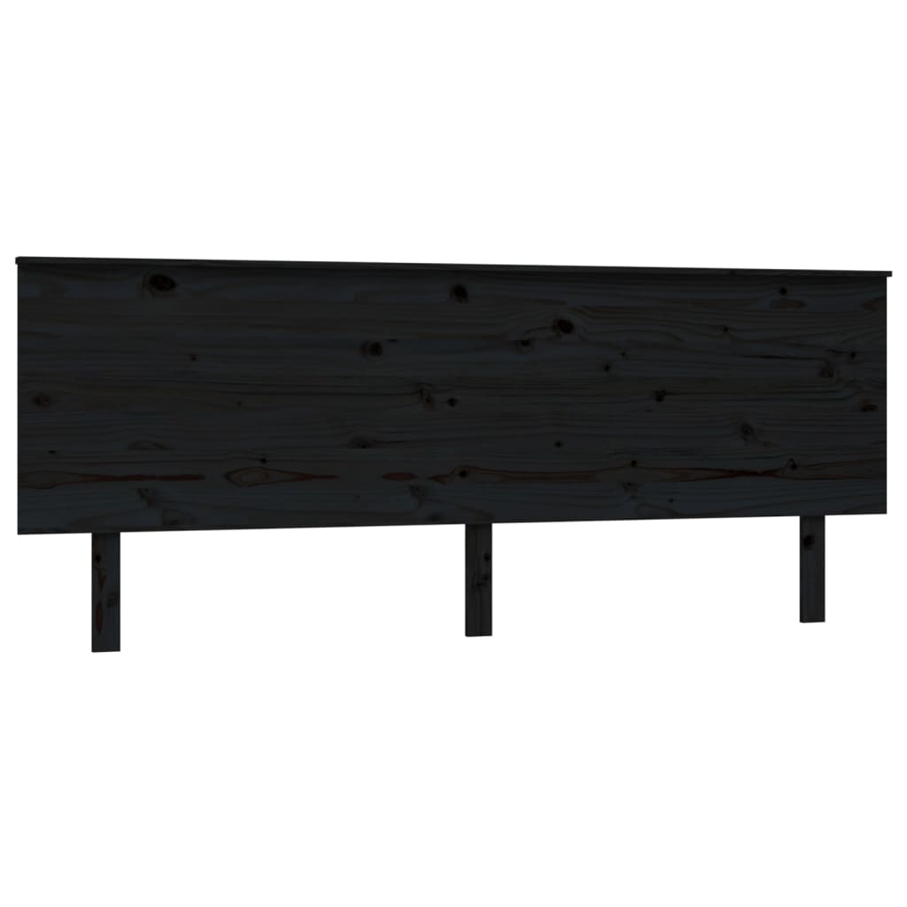 Headboard black 204x6x82.5 cm solid pine wood