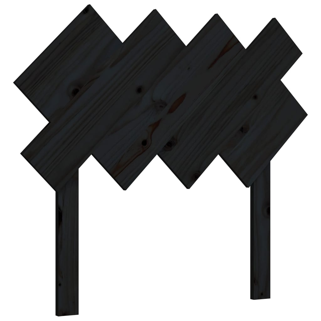 Headboard black 92x3x81 cm solid pine wood