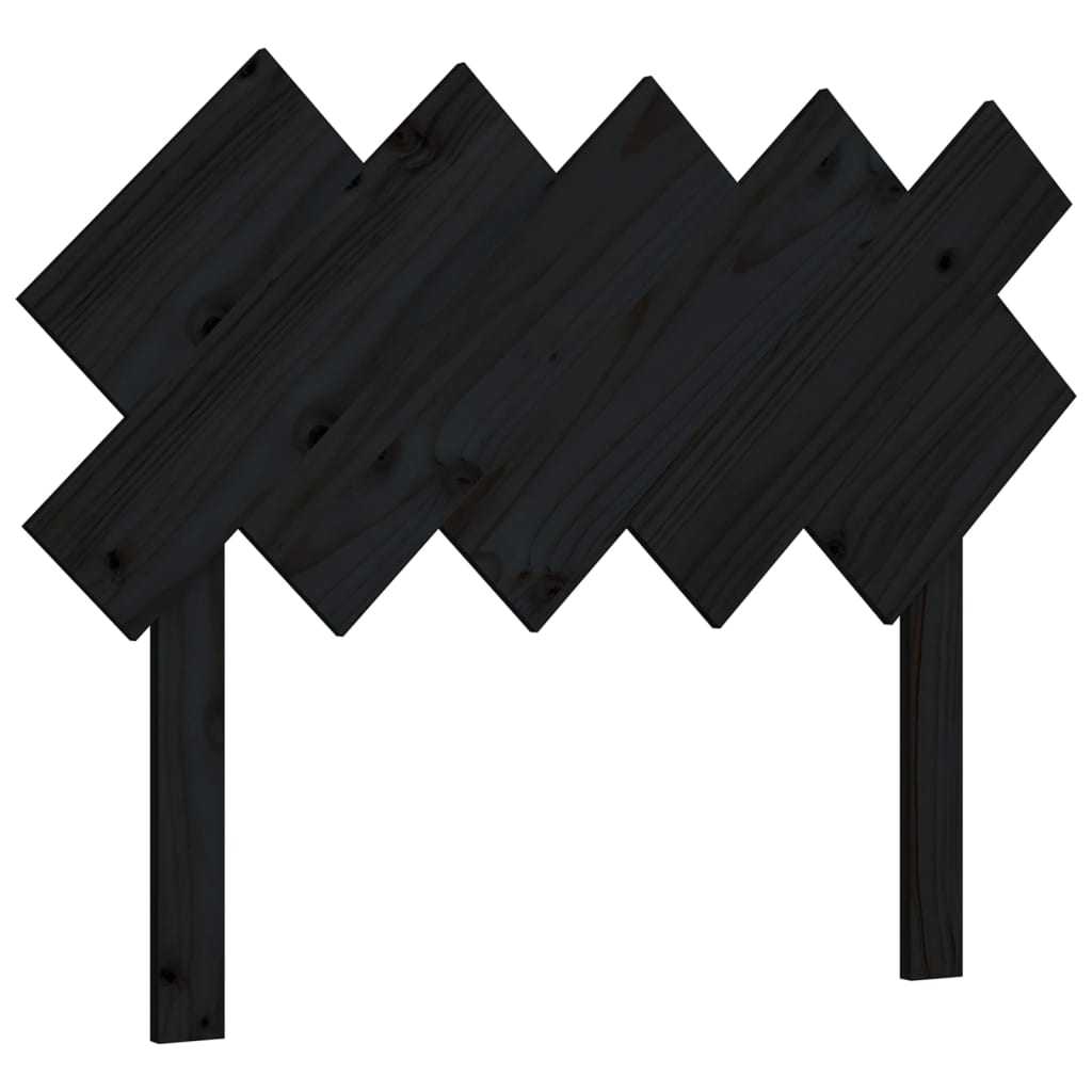 Headboard black 104x3x80.5 cm solid pine wood