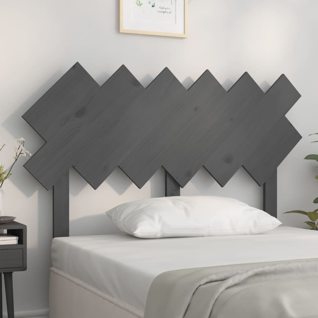 Bed headboard gray 122.5x3x80.5 cm solid pine wood
