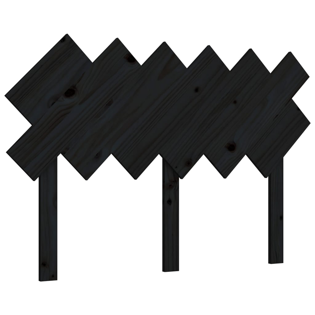 Bed headboard black 122.5x3x80.5 cm solid pine wood