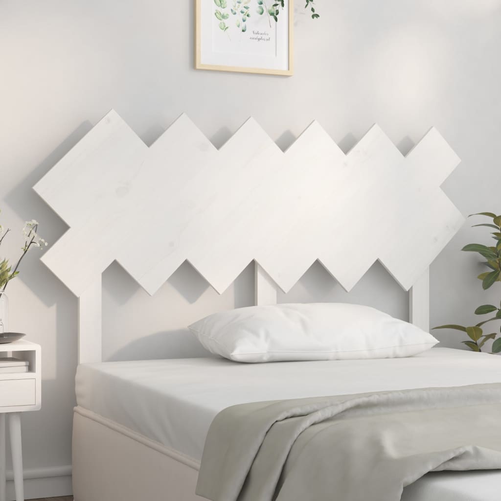 Bed headboard white 132x3x81 cm solid pine wood