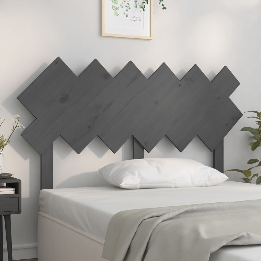 Bed headboard gray 132x3x81 cm solid pine wood