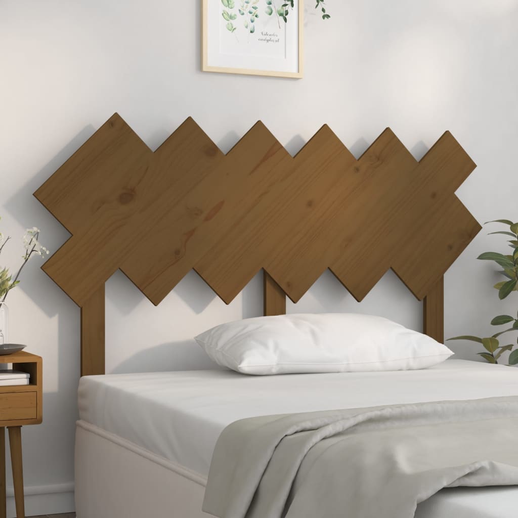 Bed headboard honey brown 132x3x81 cm solid pine wood