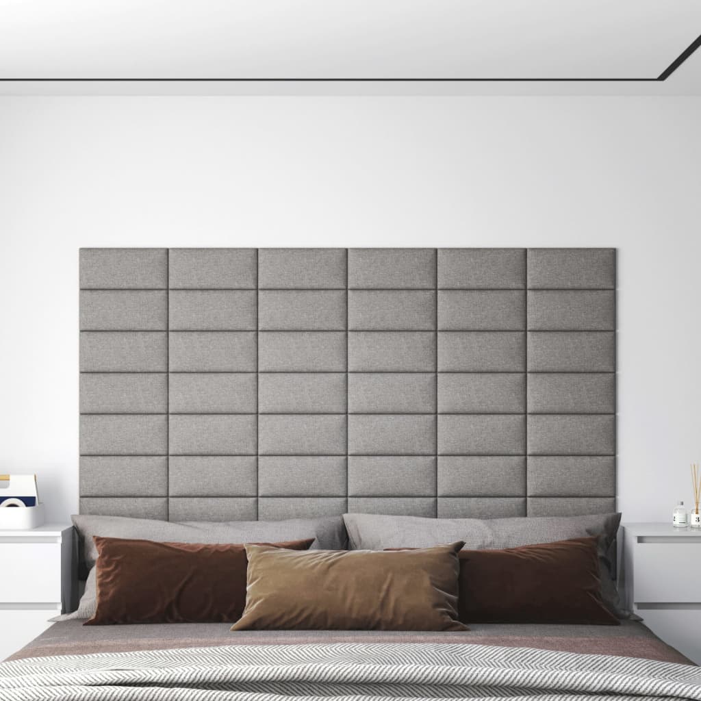 Wall panels 12 pcs. Light gray 30x15 cm fabric 0.54 m²