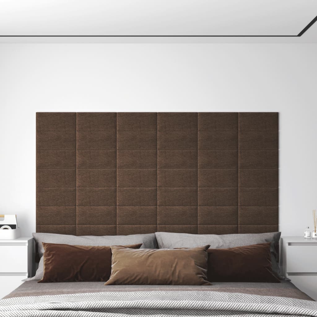 Wall panels 12 pcs. Brown 30x15 cm fabric 0.54 m²