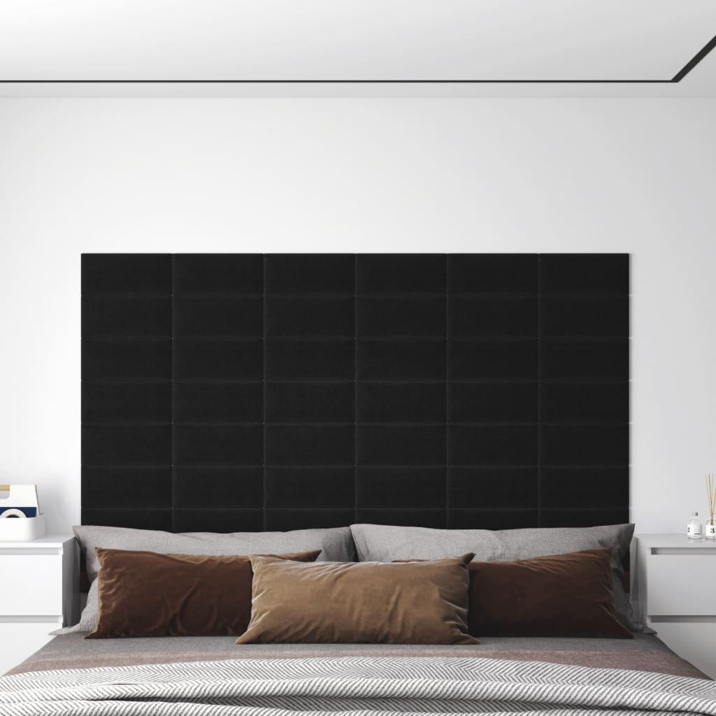 Wall panels 12 pcs. Black 30x15 cm fabric 0.54 m²