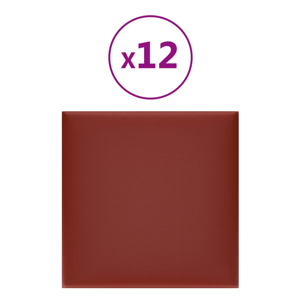 Wall panels 12 pcs. Wine red 30x30 cm faux leather 1.08 m²