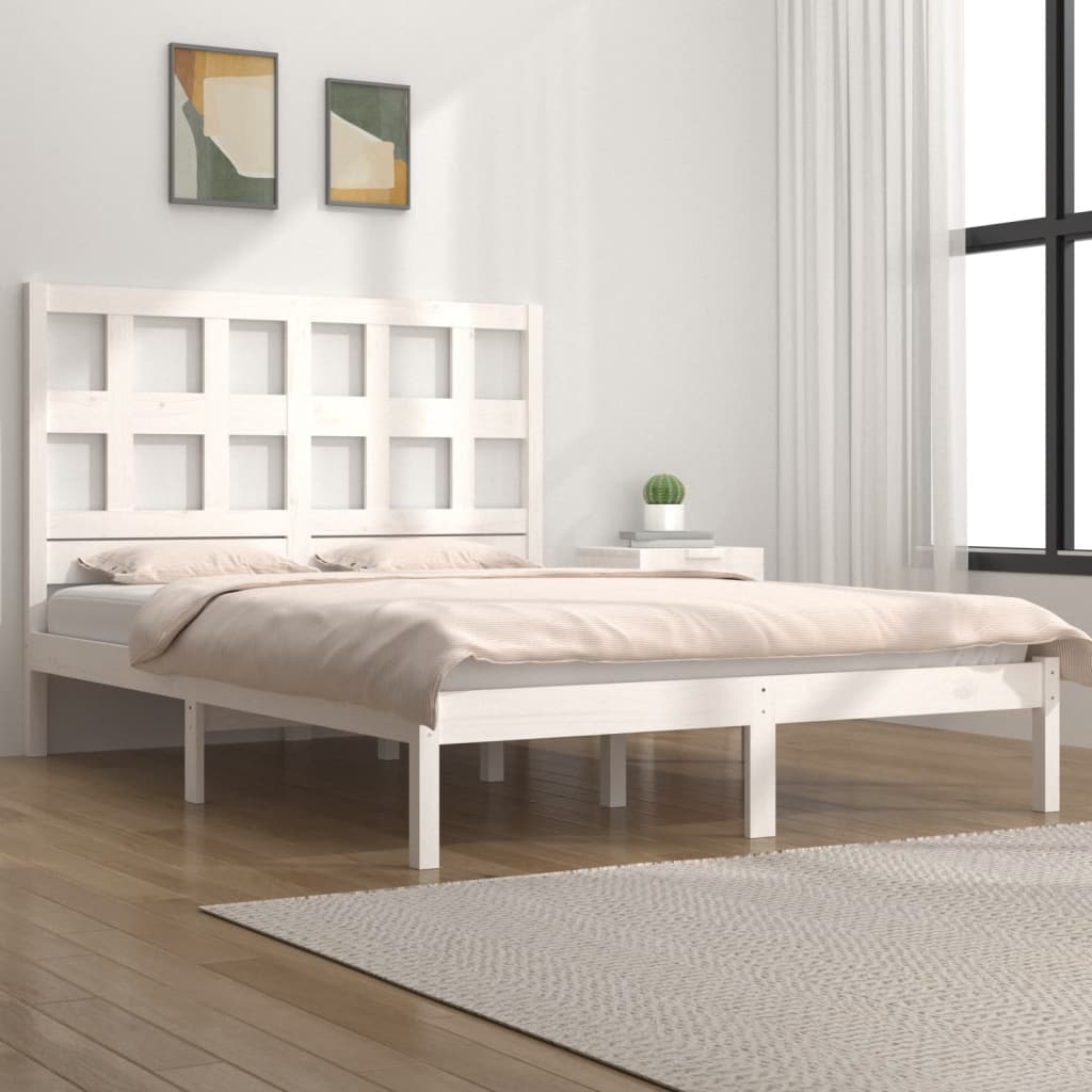 Solid wood bed white pine 150x200 cm