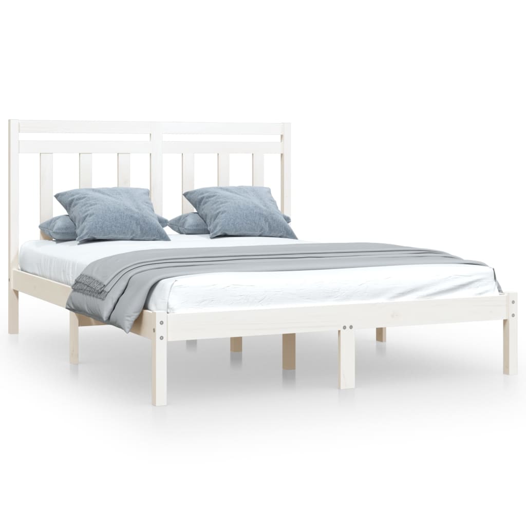 Solid wood bed white 135x190 cm
