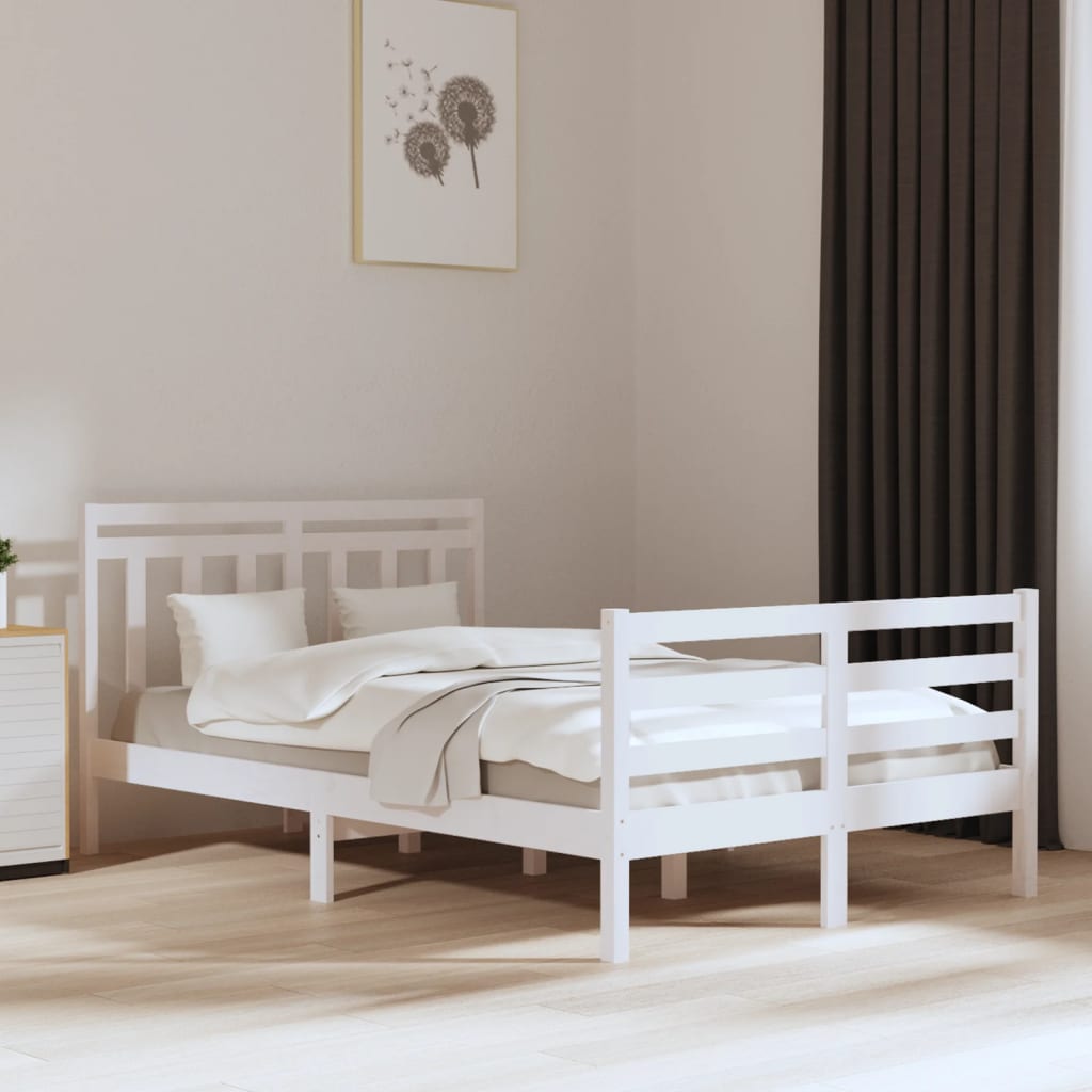 Solid wood bed white 135x190 cm