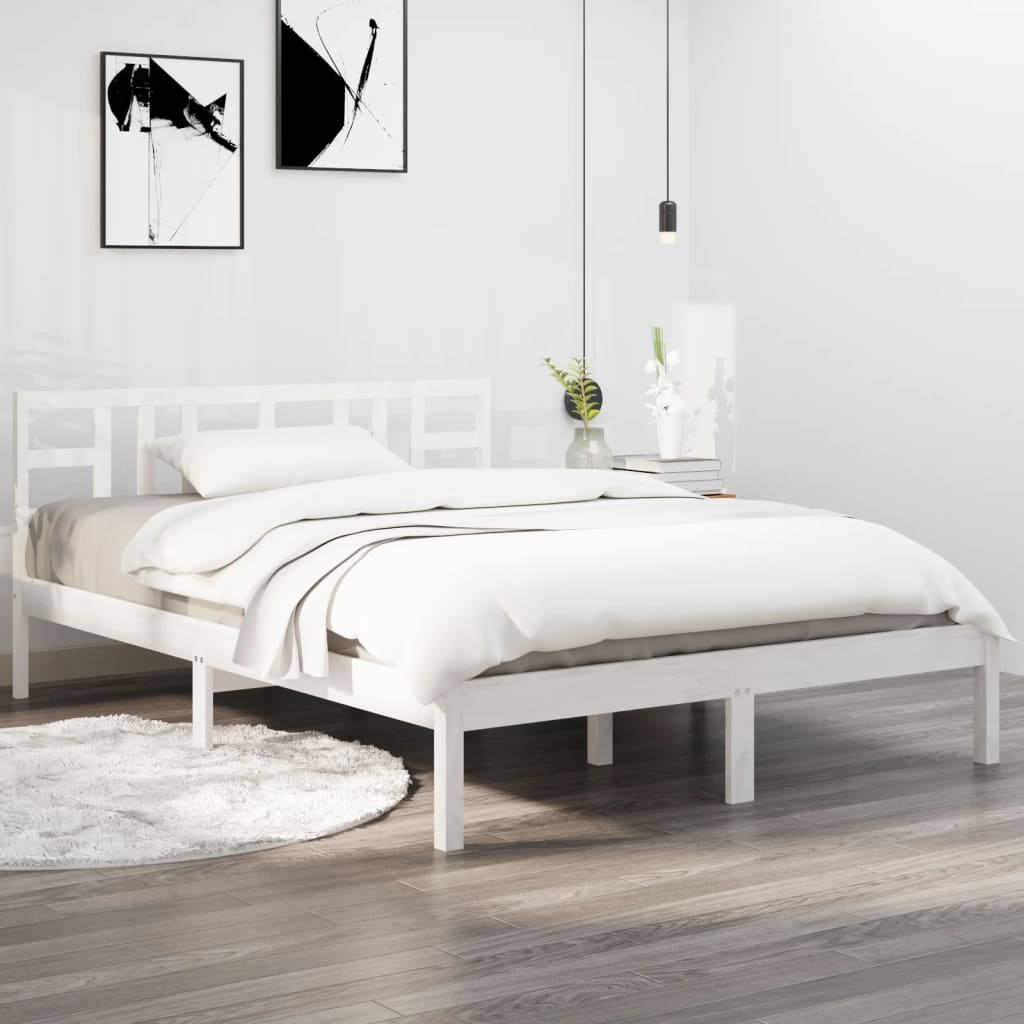 Solid wood bed white 150x200 cm