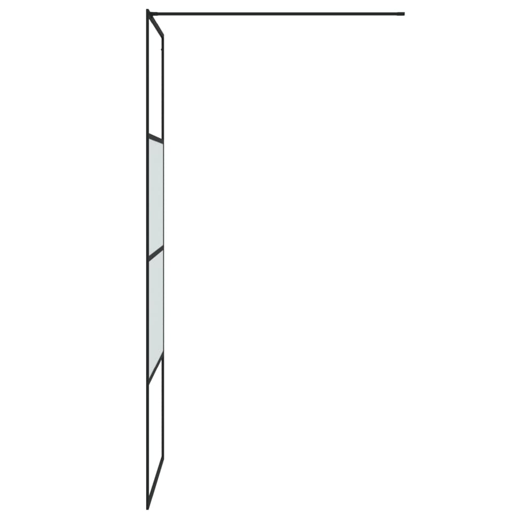 Shower screen for walk-in shower black 80x195 cm ESG semi-matt
