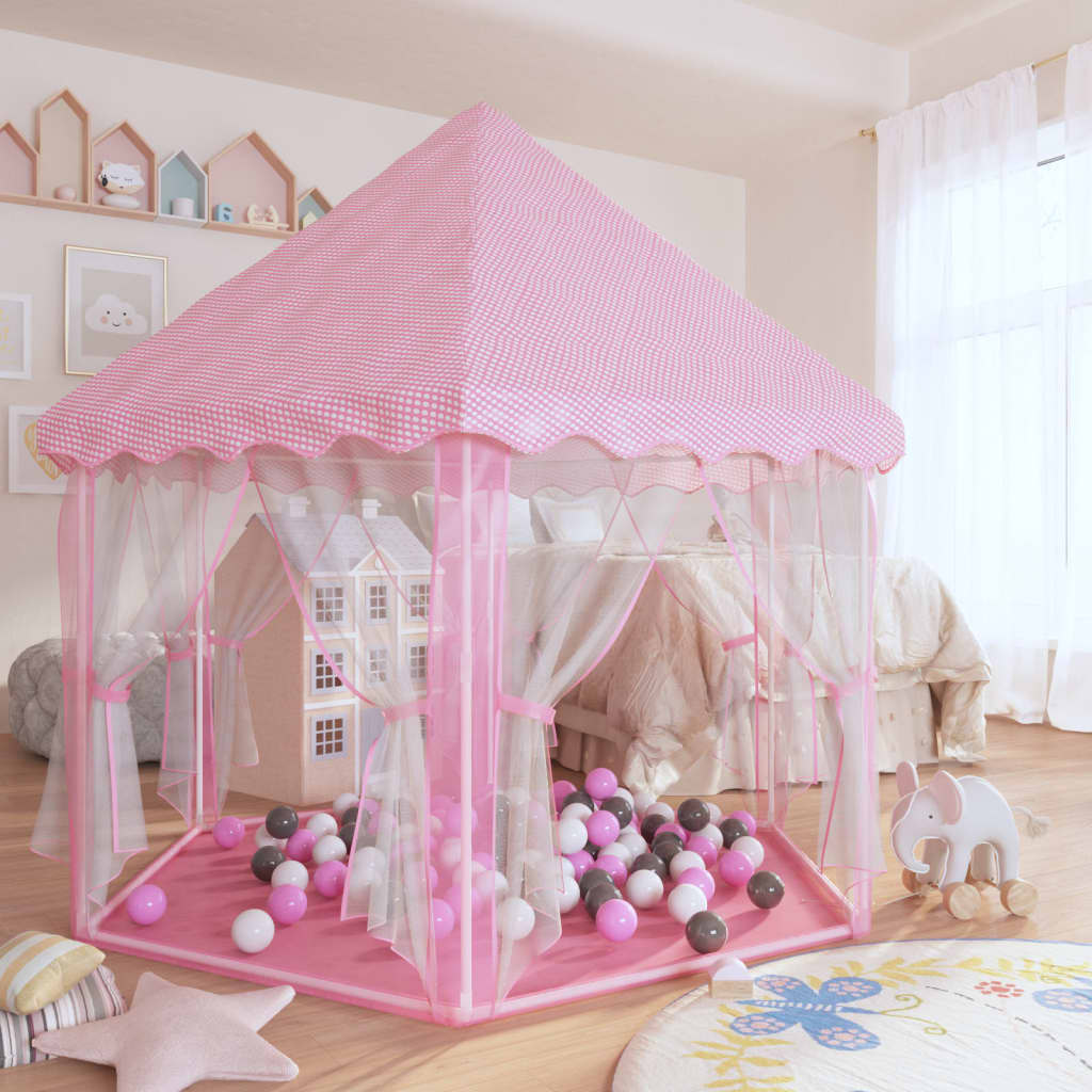 Princess play tent with 250 balls pink 133x140 cm