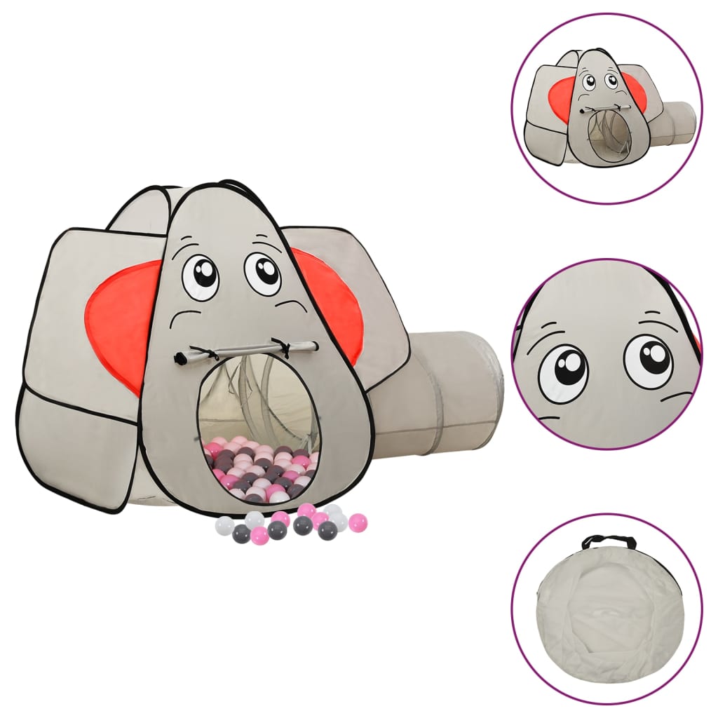 Elephant shaped play tent with 250 balls gray 174x86x101 cm