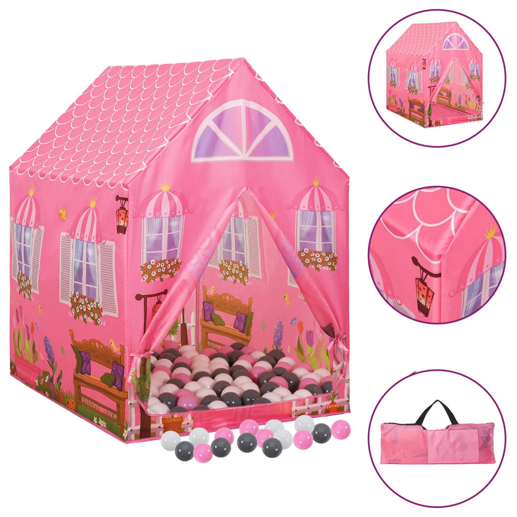 Children's play tent with 250 balls pink 69x94x104 cm