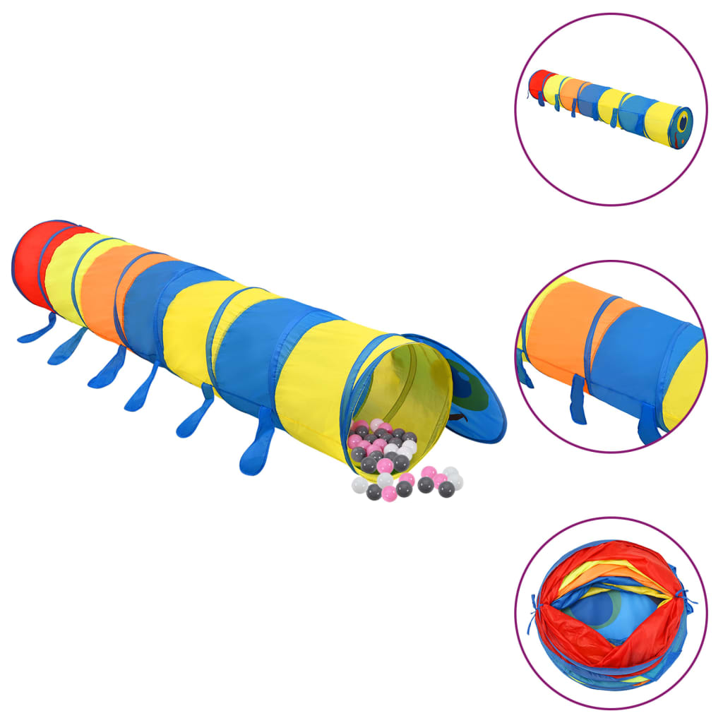 Play tunnel with 250 balls multicolored 245 cm polyester