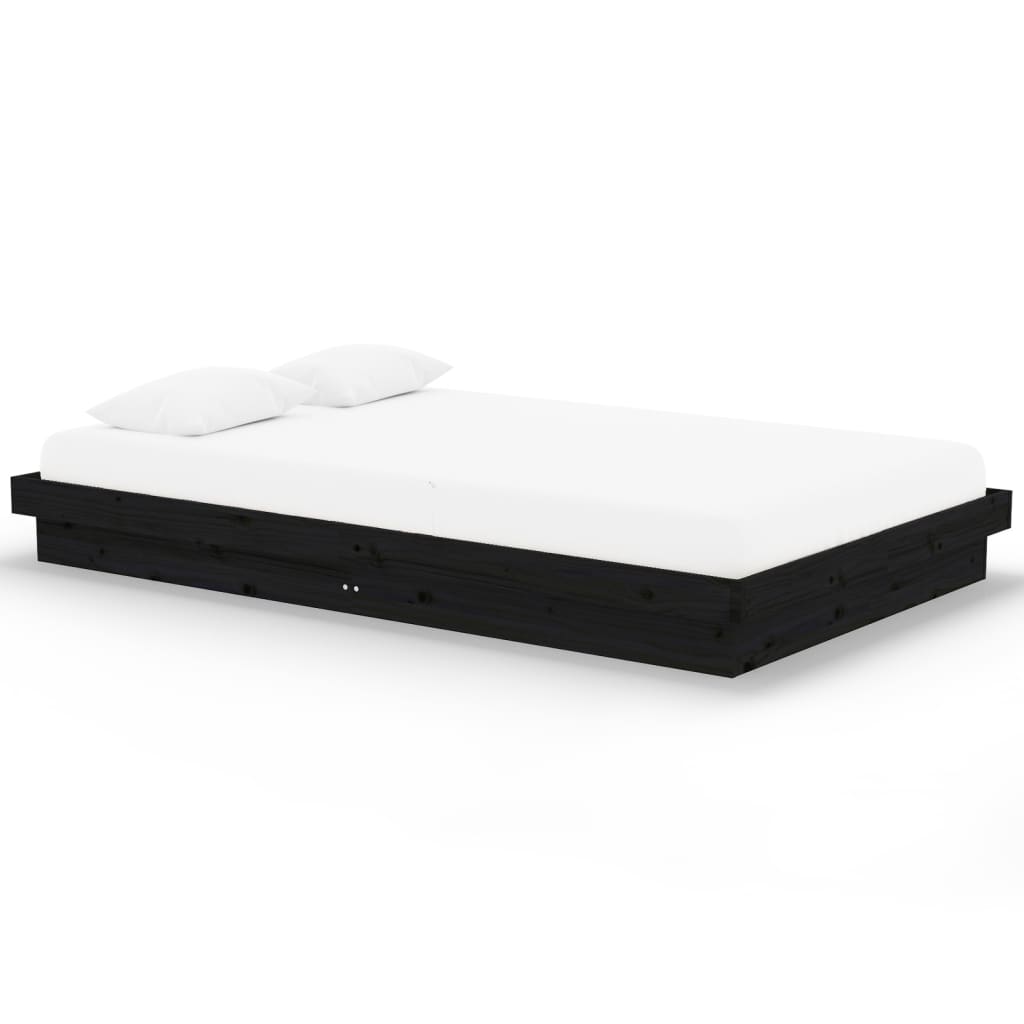 Solid wood bed black 120x200 cm