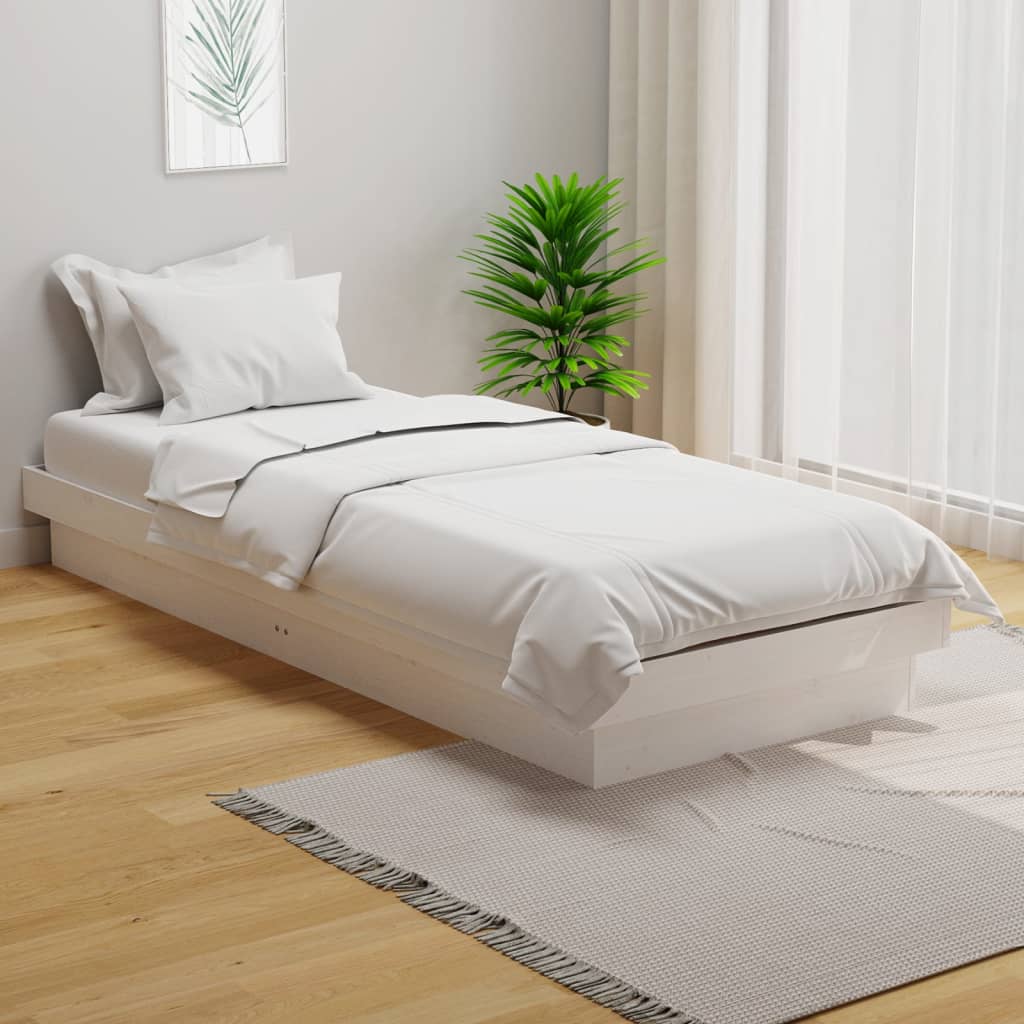Solid wood bed white 75x190 cm 2FT6 small single