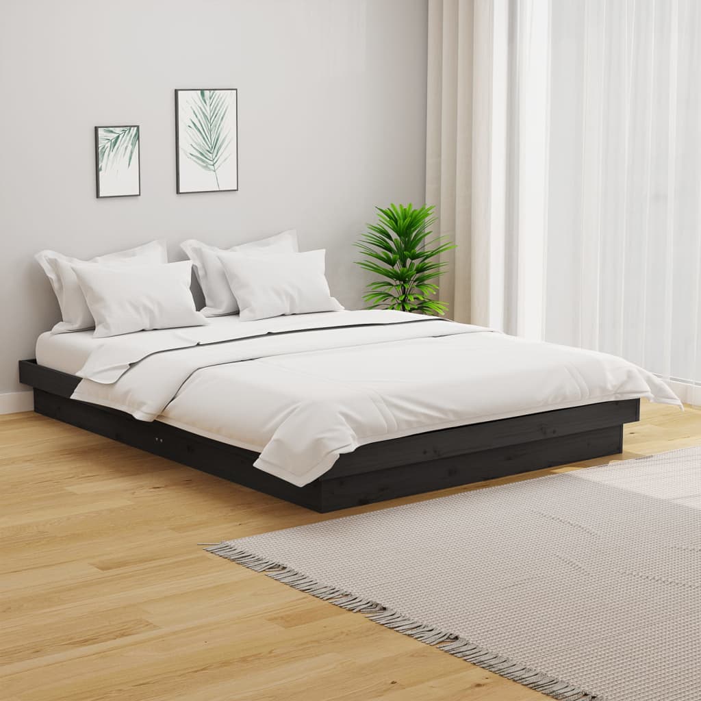 Solid wood bed gray 140x190 cm