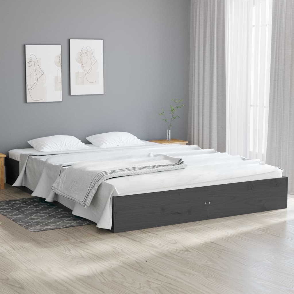 Solid wood bed gray 120x200 cm