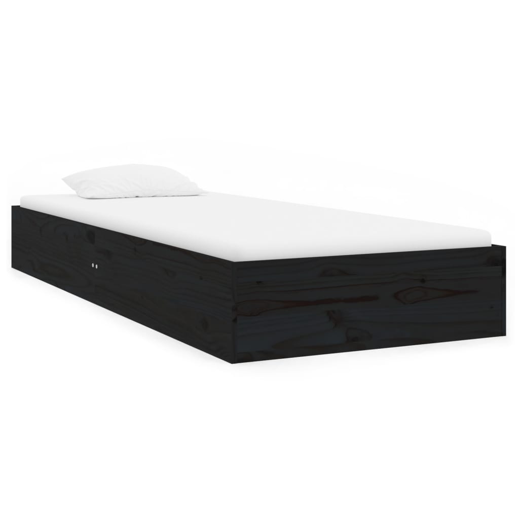 Solid wood bed black 75x190 cm 2FT6 Small Single