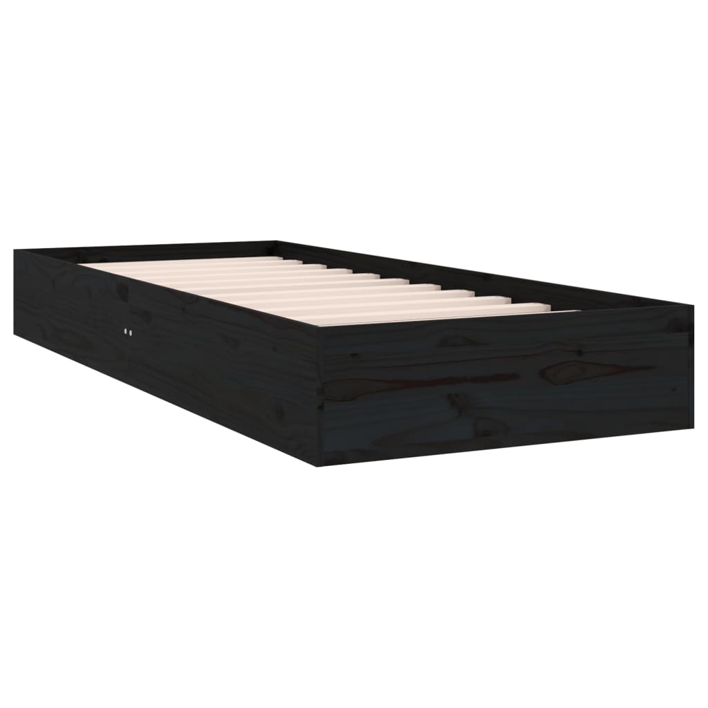 Solid wood bed black 75x190 cm 2FT6 Small Single