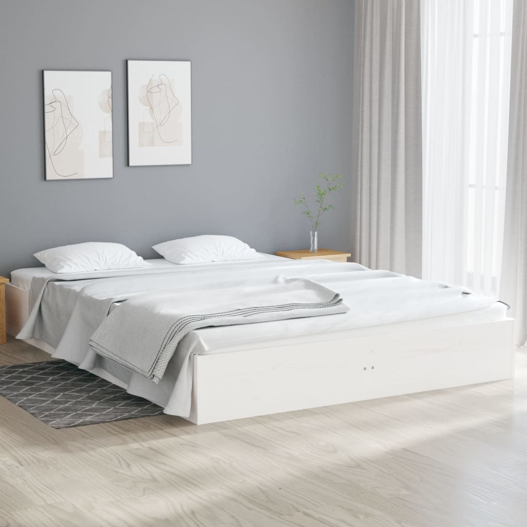 Solid wood bed white 135x190 cm 4FT6 Double