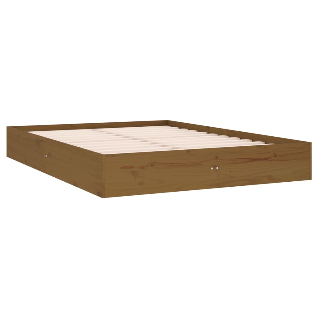 Solid wood bed honey brown 135x190 cm 4FT6 Double