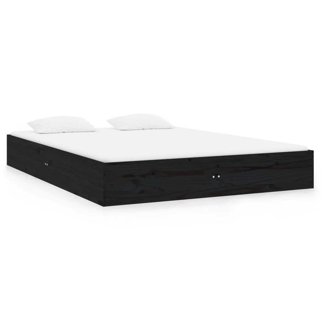 Solid wood bed black 140x190 cm