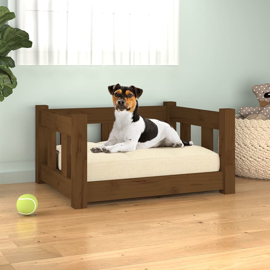Dog bed brown 55.5x45.5x28 cm solid pine wood