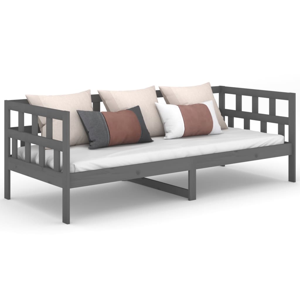 Daybed gray solid pine wood 90x200 cm