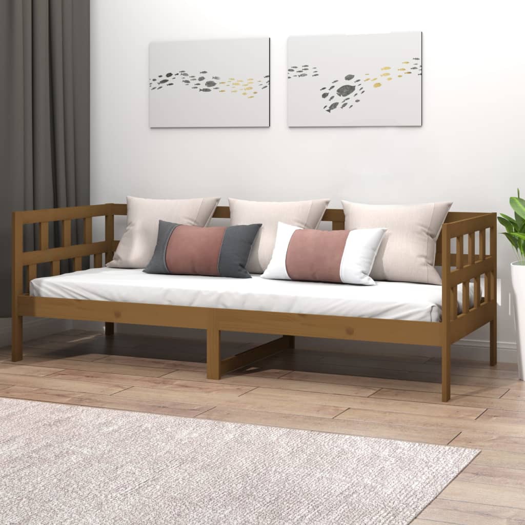 Daybed honey brown solid pine wood 90x200 cm