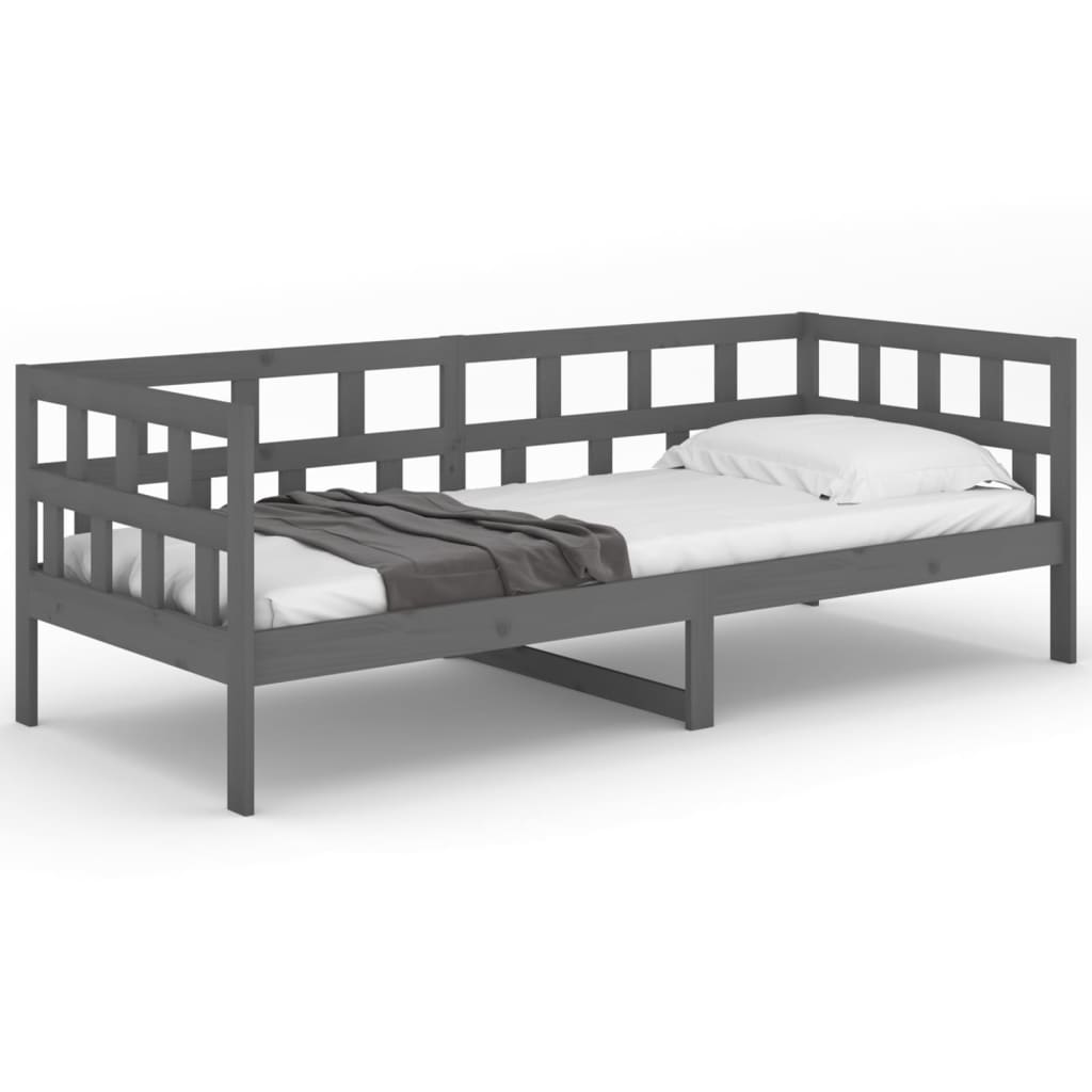 Daybed gray solid pine wood 90x190 cm